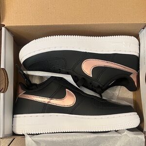 Nike Air Force 1 SE Black and Rose Gold Shoes